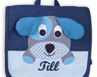 Kindergartentasche Rucksack Name, Kinderrucksack Hund, Farbe: Dunkelblau