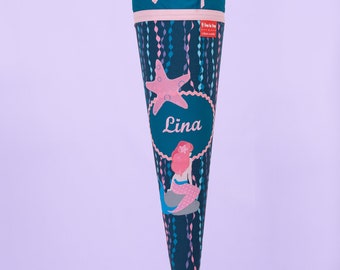 School cone matching Step by Step Mermaid Bella, embroidered with desired name, fabric school cone