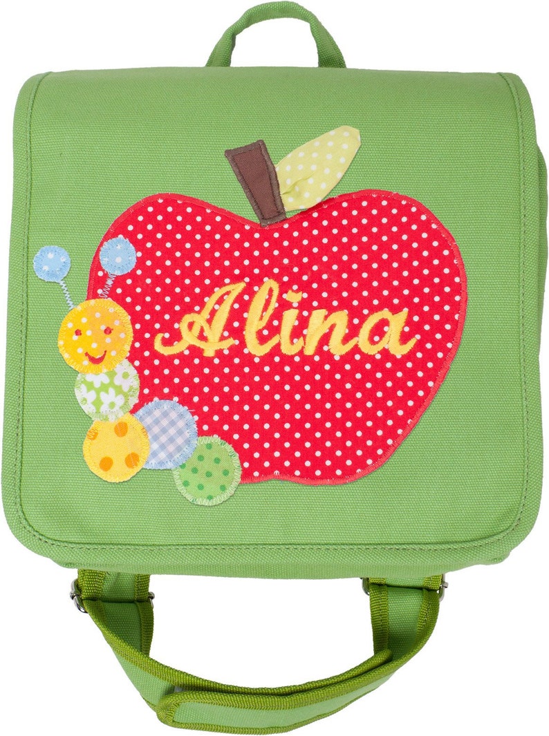 Kindergartentasche mit Namen Apfel, Kinderrucksack mit Namen, Tasche für Mädchen Bild 1