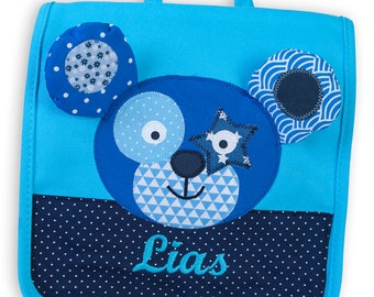 Nursery bag backpack name, children's backpack bear, color turquoise