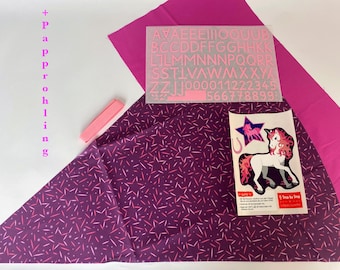 Step by Step Pretty Unicorn Nuala nähen| Schultüten Bastelset | Nähset Schultüte | Stoff passend zu Pretty Unicorn Nuala | inkl.Papprohling