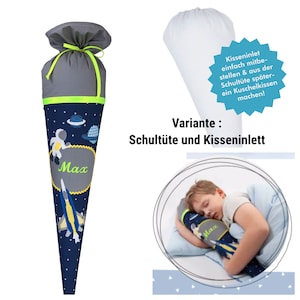 Schultüte, Schultüte mit Namen, Stoffschultüte Space,Weltall, Schultüte aus Stoff Weltraum, Schultüte nähen mit Name und Inlett