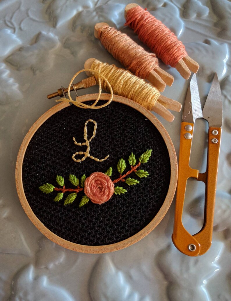 Hand Embroidered Monogram Letter LHand Stitched Embroidery Etsy