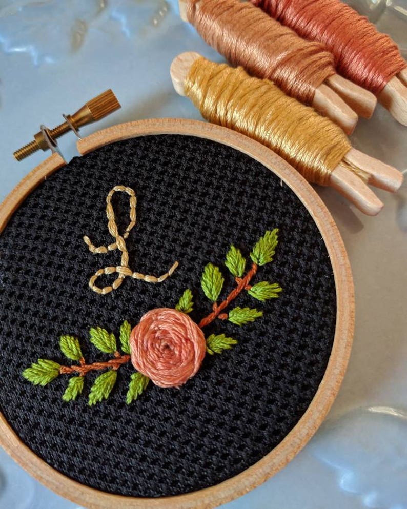 Hand Embroidered Monogram Letter LHand Stitched Embroidery Etsy