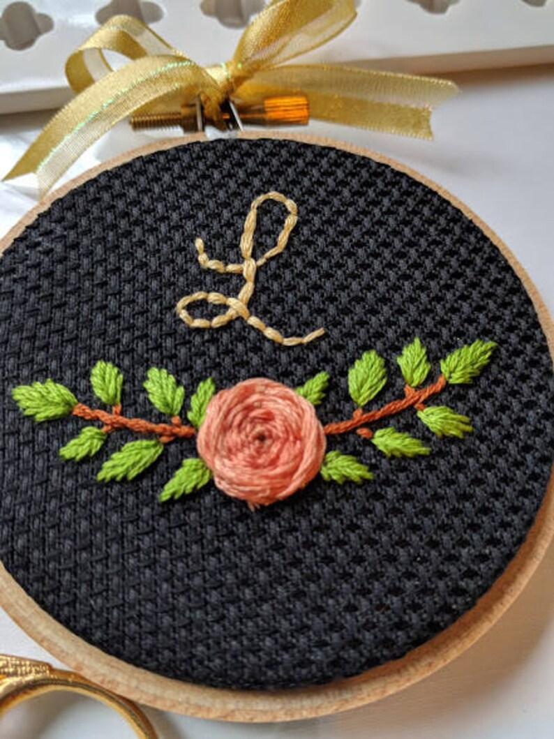 Hand Embroidered Monogram Letter LHand Stitched Embroidery Etsy