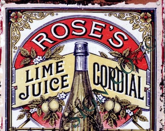 Roses Lime Juice Cordial Metal Sign: Retro Kitchen Decor
