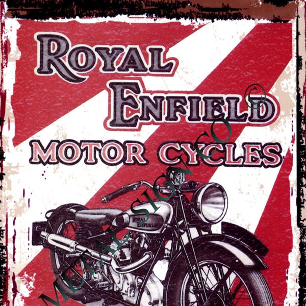 Royal Enfield motorcycle,metal wall sign garage vintage style cafe shop pub bar,shed, man cave,room garden office games room outdoor plaque