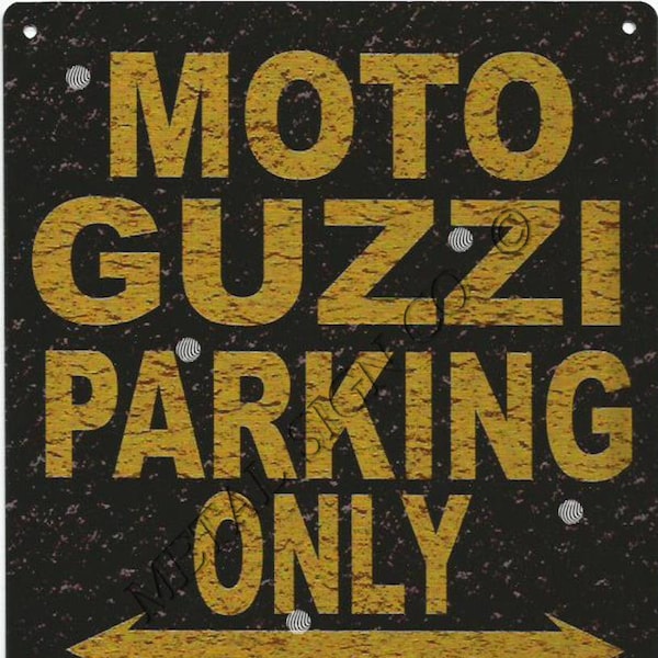 Moto Guzzi classic motorbike parking sign shed garage games room man cave metal tin wall sign bar pub