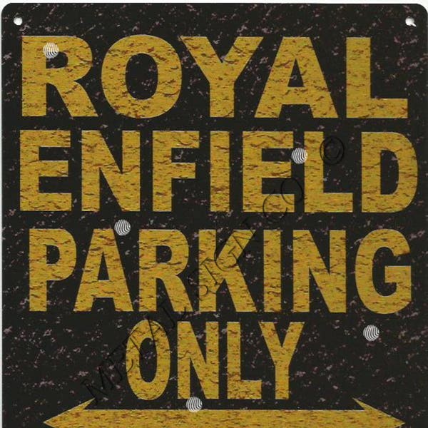 Royal Enfield classic motorbike parking sign shed garage games room man cave metal tin wall sign bar pub