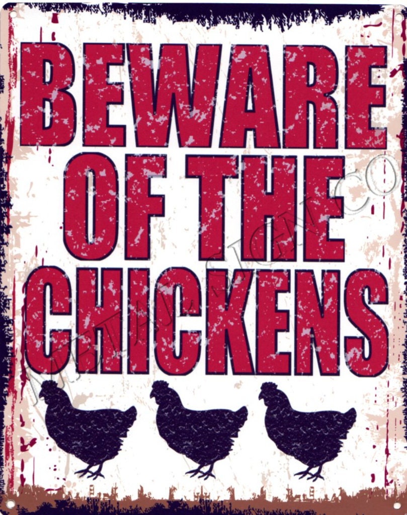 Beware of the Chickens Metal Wall Sign Retro Vintage Style Etsy UK