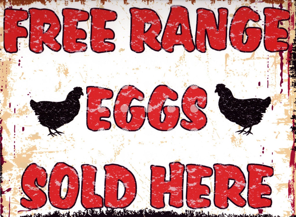 Free Range Eggs Sold Here Metal Wall Sign Retro Vintage Etsy