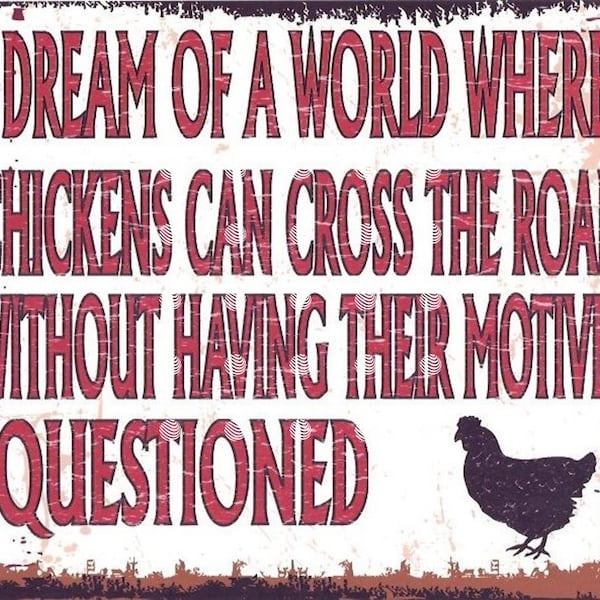 Funny Chicken Metal Wall Sign: Retro Kitchen Decor