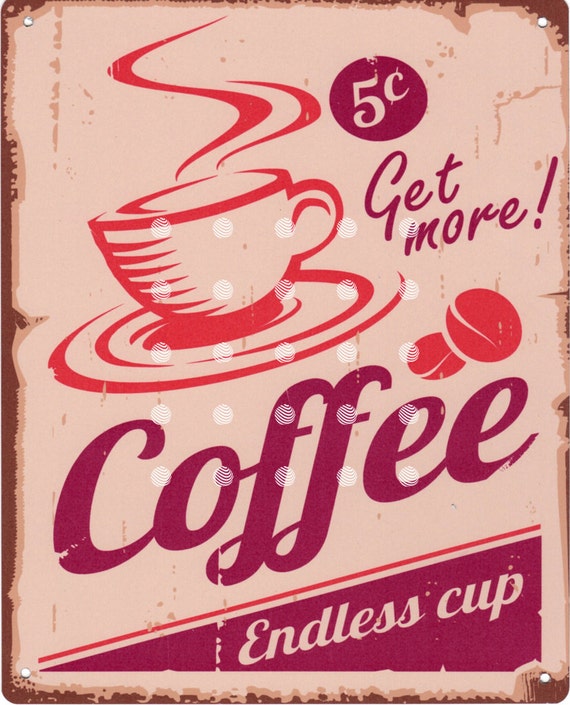 Coffee Food Advert Retro Vintage Style Cafe Coffee Shop Pub Etsy