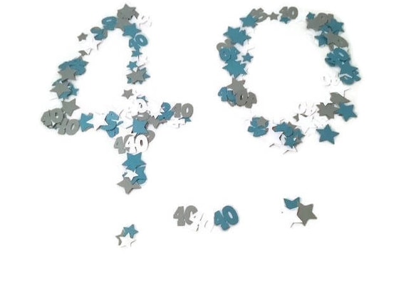 40 Geburtstag Feiern Tabelle Konfetti Guss Blau Silbernen Etsy