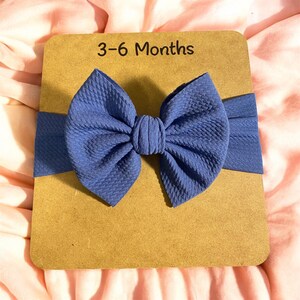 Blue Baby Headband with 5-Inch Large Bow – Infant Girl Hair Accessory.