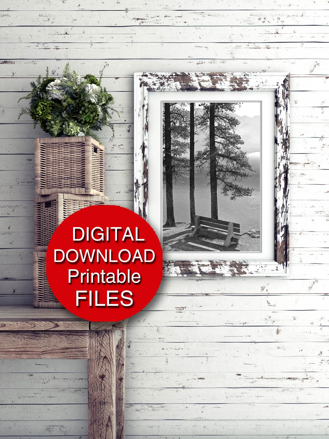 Printable Rustic Farmhouse Wall Art Black and White Nature | Etsy