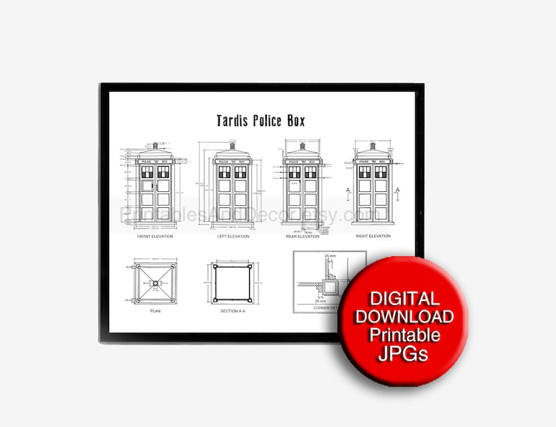 Dr Who TARDIS Patent Printable Blueprint Drawing A4 8x10 24x36 16x20 A3 11x14 Dorm House graphic about Tardis Printable titled Dr Who TARDIS Patent Printable Blueprint Drawing A4 8x10 24x36 16x20 A3 11x14 Dorm Space