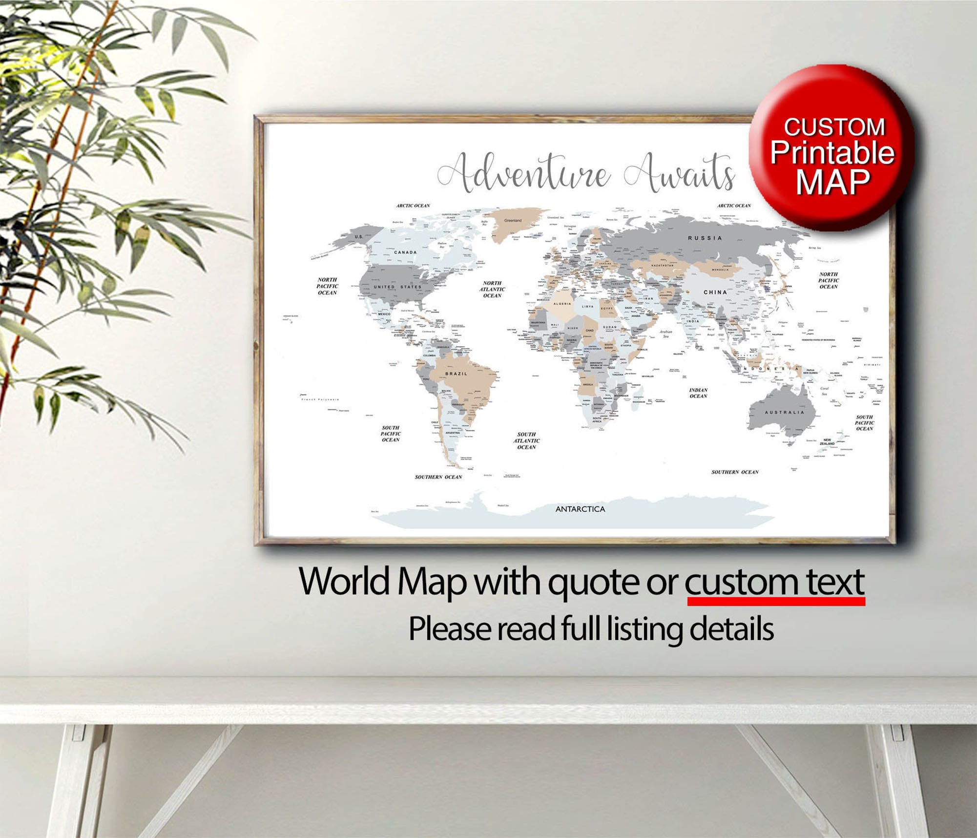 printable adventure awaits world map 24x36 or a1 custom travel etsy