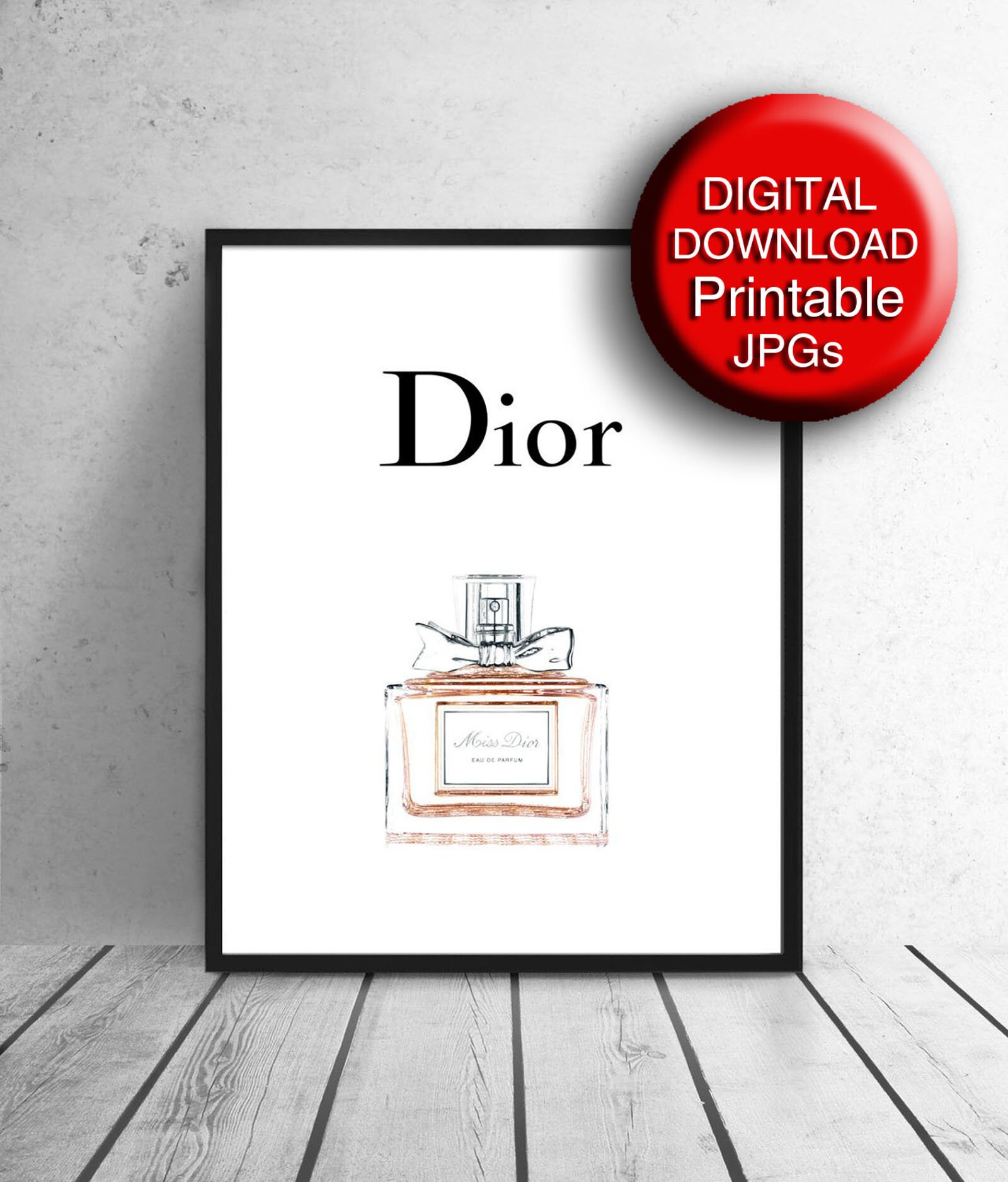 Printable Dior Perfume Illustration Peach Pink Fashion Wall Etsy