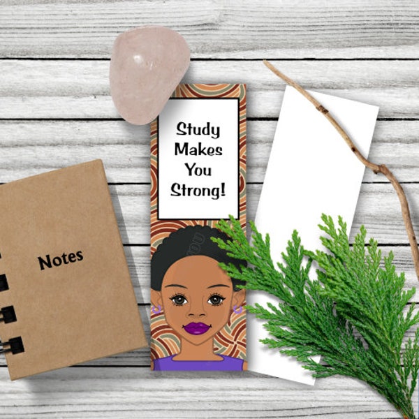 JW Bookmarks | Study Makes You Strong | JW Kingdom Bookmarks | African American Girl | JW Inspirational Gifts | jw.org