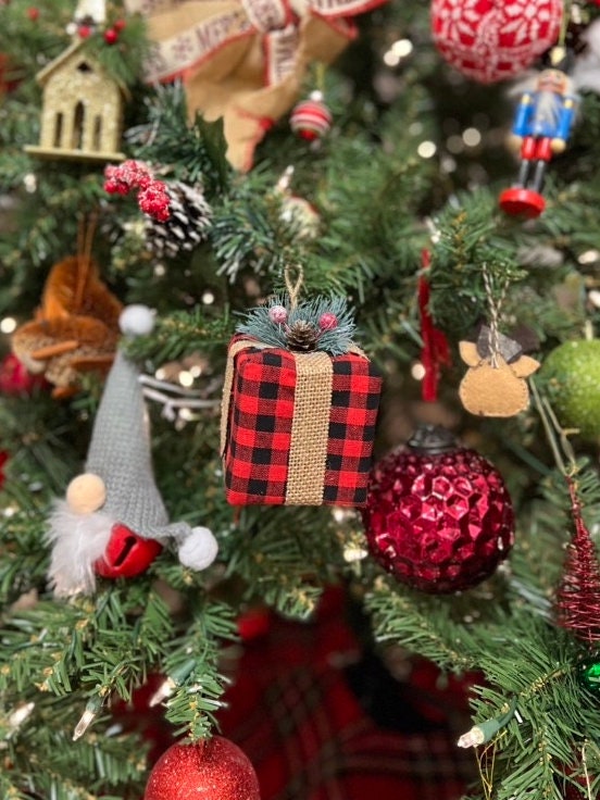 Black and White Buffalo Check, Christmas Tree Ornament, Farmhouse Christmas,  Farmhouse Decor, 