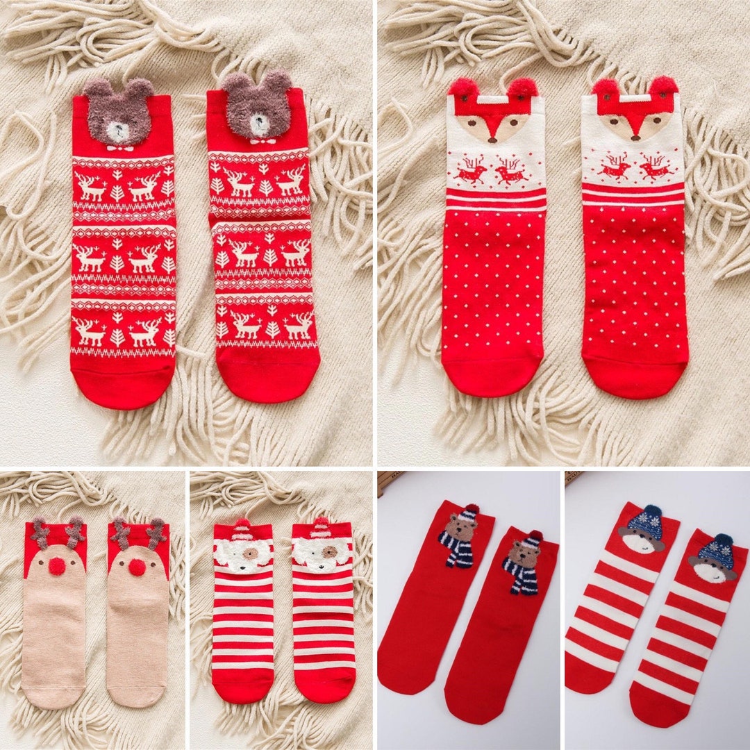 Cute Christmas Women Socks Bear Socks dog Socksfunny Socks cotton Socks ...