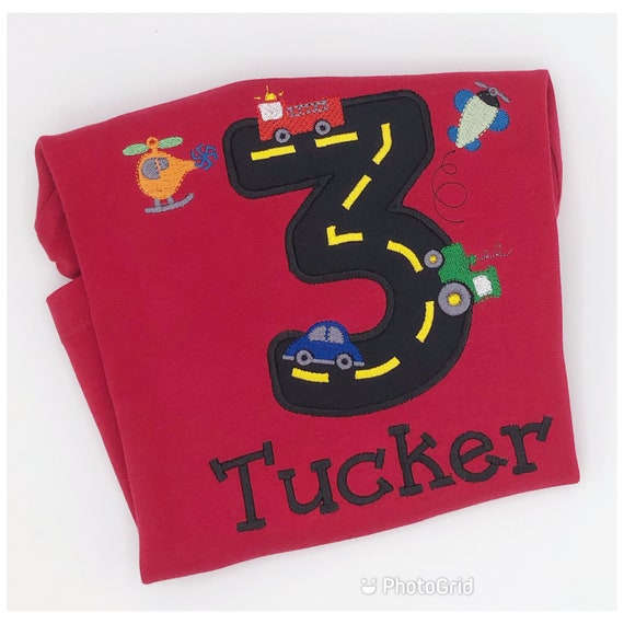 Custom Transportation Birthday Shirt, Personalized Birthday Shirt, Childs Birthday Shirt