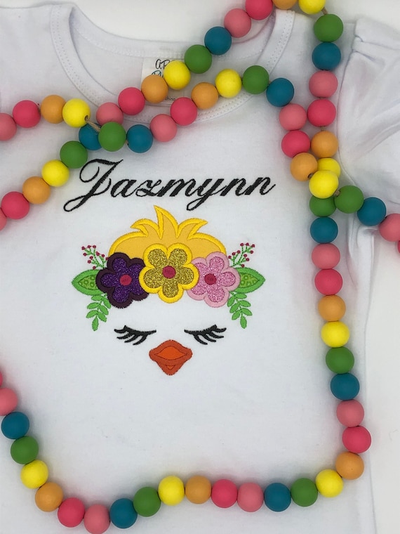 Easter Girl Chick Shirt. Easter Shirt. Easter Embroidered Childs Shirt. Girls Easter Appliqued Shirt. Infant Easter Bodysuit.