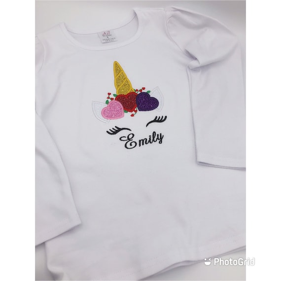 Valentines  Day Unicorn Shirt, Girls Unicorn Shirt, Hearts Unicorn Shirt