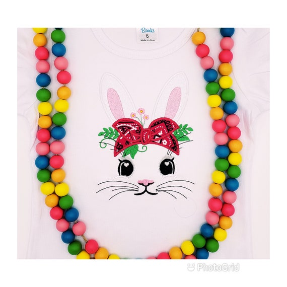 Easter Girl Bunny Shirt. Custom Easter Shirt. Easter Embroidered Childs Shirt. Girls Easter Appliqued Shirt. Infant Easter Bodysuit.