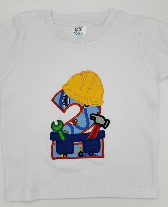 Childs Number Custom Birthday Shirt, Construction Worker Birthday Shirt, Childs Personalized Birthday Shirt