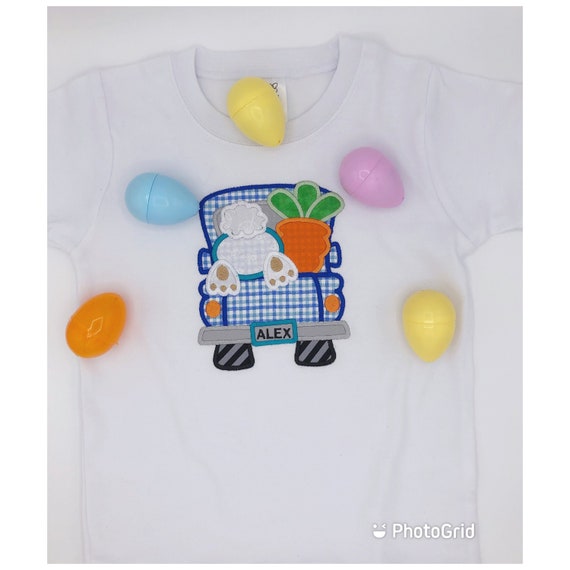 Boys Easter Truck With Bunny in Back, Boys Easter Shirt, Easter Bunny in back of Truck, Infant Easter Shirt
