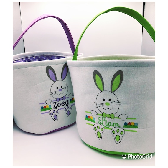 Easter Bunny Basket, Custom Easter Basket, Childs Personalized Easter Basket, Easter Egg Hunt Basket