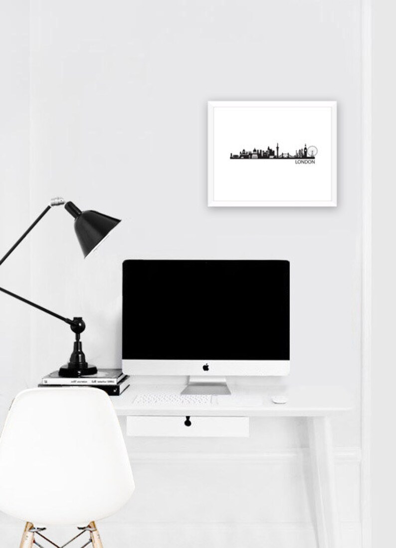 London Skyline Print London Art Black & White Wall Art | Etsy