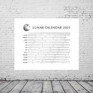 Calendrier Des Phases Lunaires 2021 Graphique Des Phases Etsy