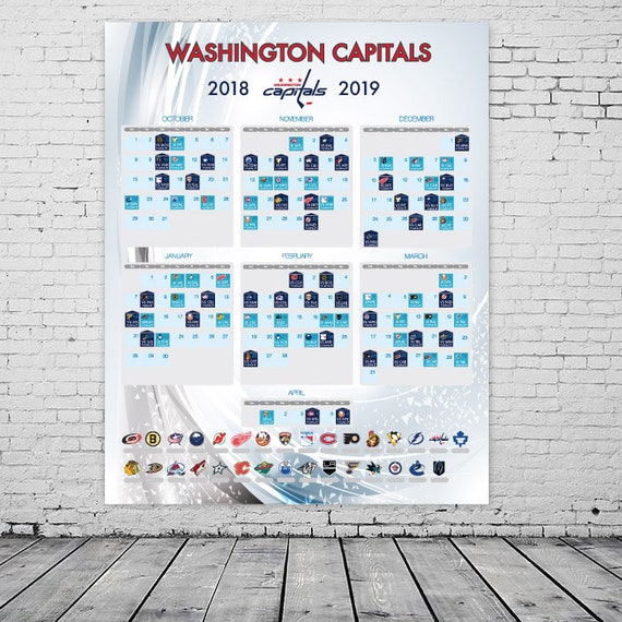 Washington Capitals 20182019 Season Schedule NHL poster Etsy