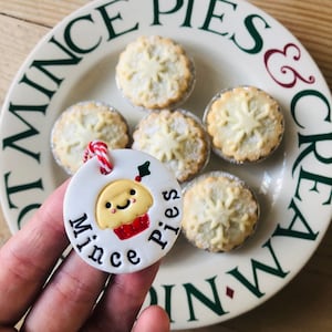 Handmade Mince Pie Design Christmas Mince Pie Decoration - clay, personalised, Christmas tree, Christmas Eve.