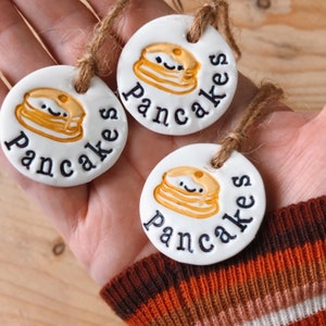 Handmade pancake clay decoration/label/tag - shrove Tuesday, pancake day, syrup, organise, kitchen decor.