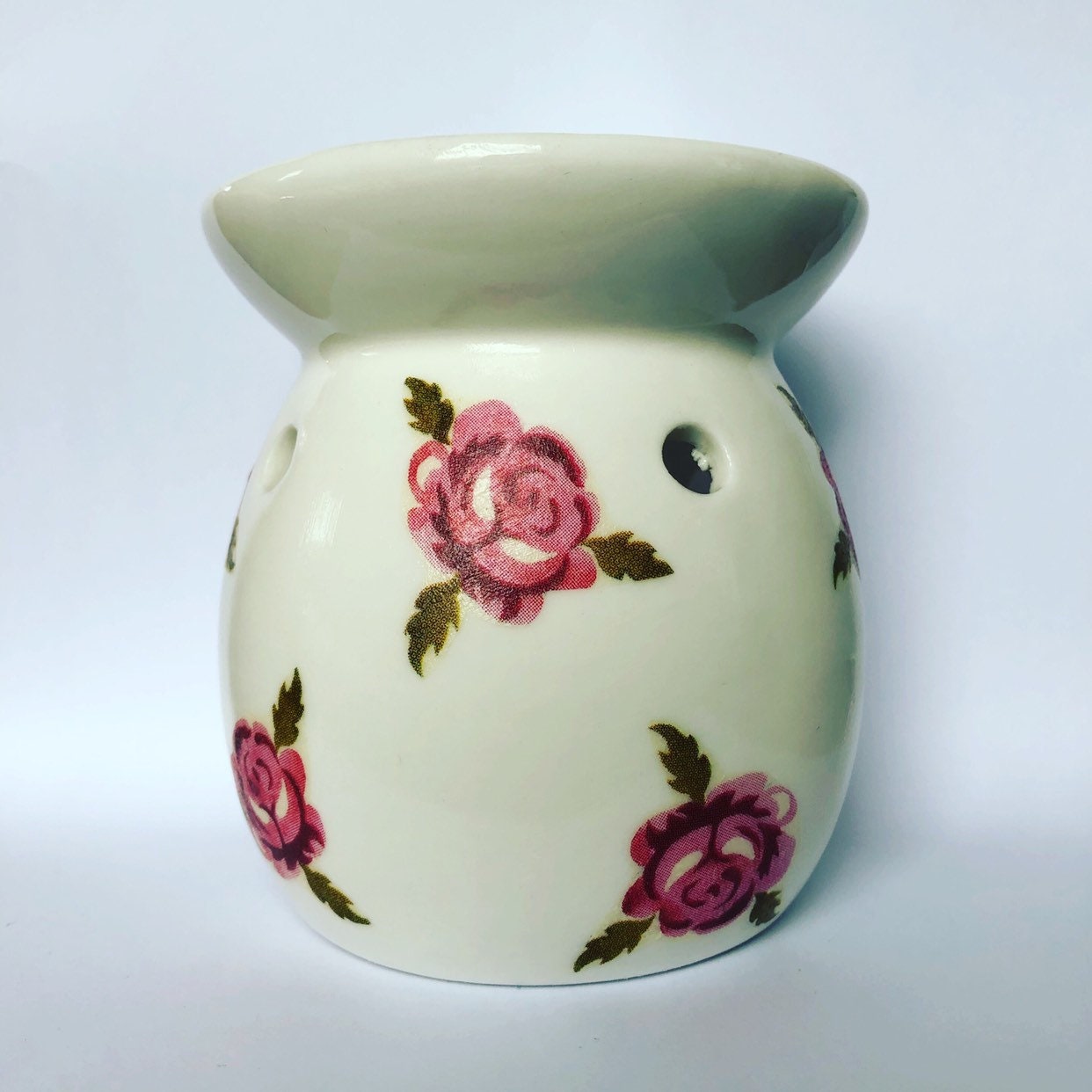 Scattered rose wax burner - ceramic, handmade, hand decorated, wax melts, home fragrance.