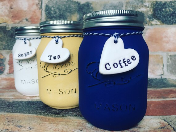 mustard tea coffee sugar jars