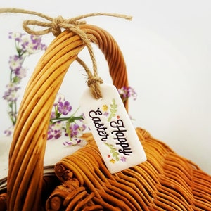 Handmade Clay Happy Easter Label Decoration