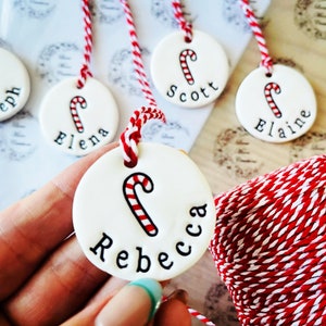 Personalised Clay Candy Cane Decoration - handmade, gift, Christmas tree, Christmas wrapping, ornament.