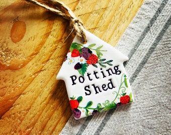Potting Shed Gardening Theme Decoration- handmade, flowers, plant, planting, gift, personalised.