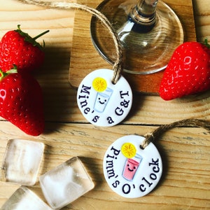 Cocktail Design Clay Tags / Decoration - Pimms, gin, mocktail, personalised, gift.