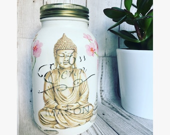 Buddha Mason Jar - handgefertigt, Zen, Entspannung, Wohnkultur.
