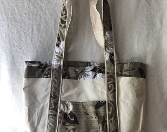 Brown and Beige Hawaiian Tote