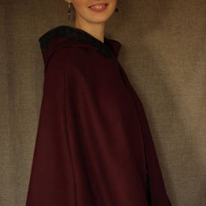 Burgundy cape with hood lined with black lace Cape Diem image 2