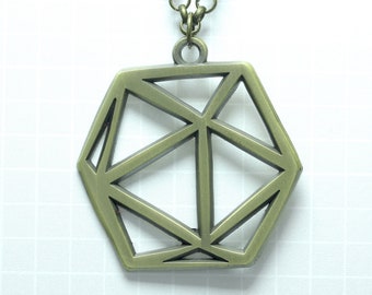 D20 Pendant Necklace Antique Bronze D&D RPG