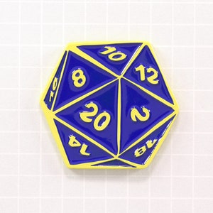 D20 Pin Thunder Blast - Enamel Pin - Twenty Sided Die - Dungeons and Dragons RPG D&D