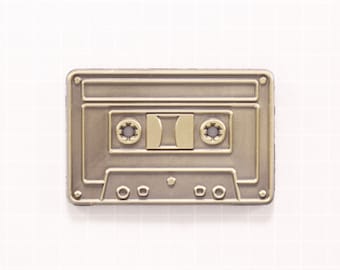 Cassette Tape 1980! Enamel Pin ANTIQUE GOLD Cassette Tape - 1980's Throwback